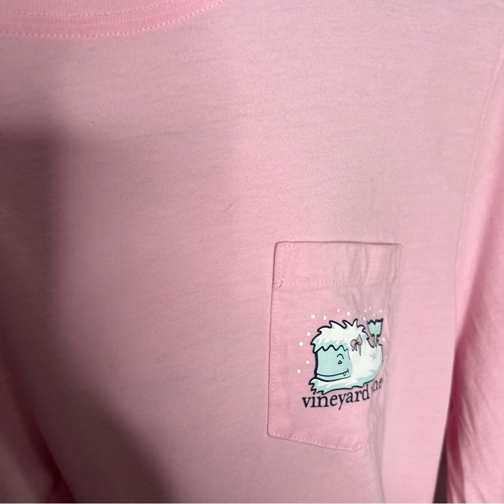 Vineyard Vines Women’s Pink Long Sleeve Pocket Tee Whale Logo Size L - Picture 5 of 5
